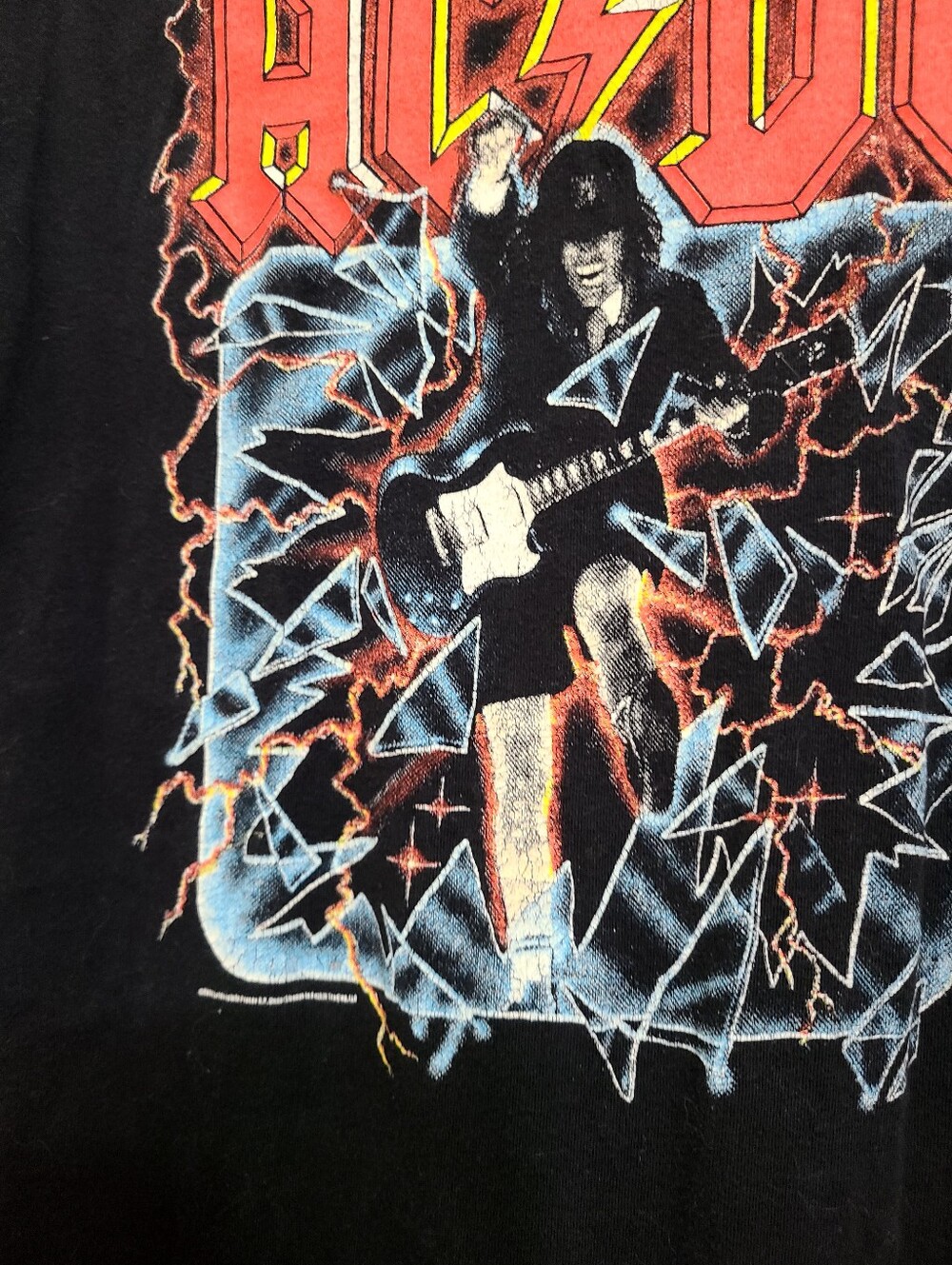 VTG Chaser AC/DC Black Body + Blue Raglan Long Sleeve Band Tee Size Small - Picture 3 of 6